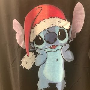 Christmas Stitch wearing Santa hat long sleeve men’s tee